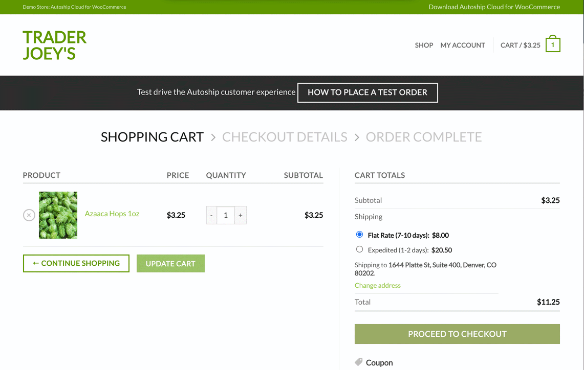 Add Item to Auto-Ship in Cart