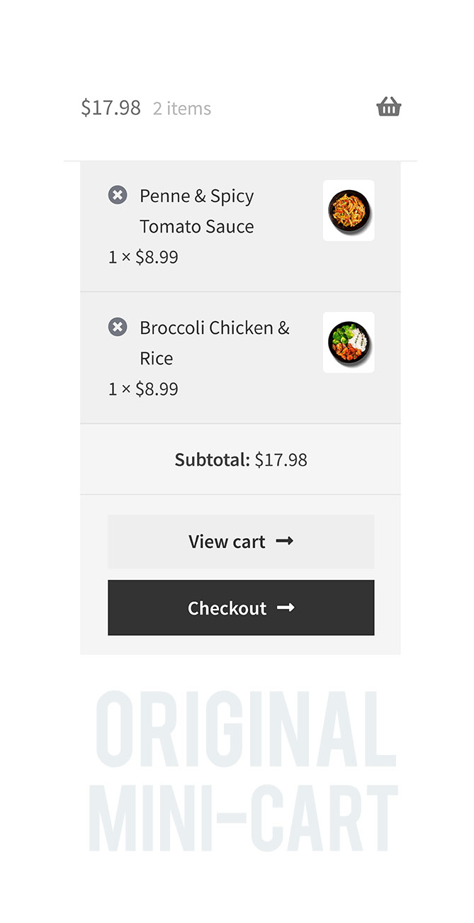 Autoship Cloud WooCommerce Storefront eCommerce Meal Subscription Mobile Original Mini-Cart