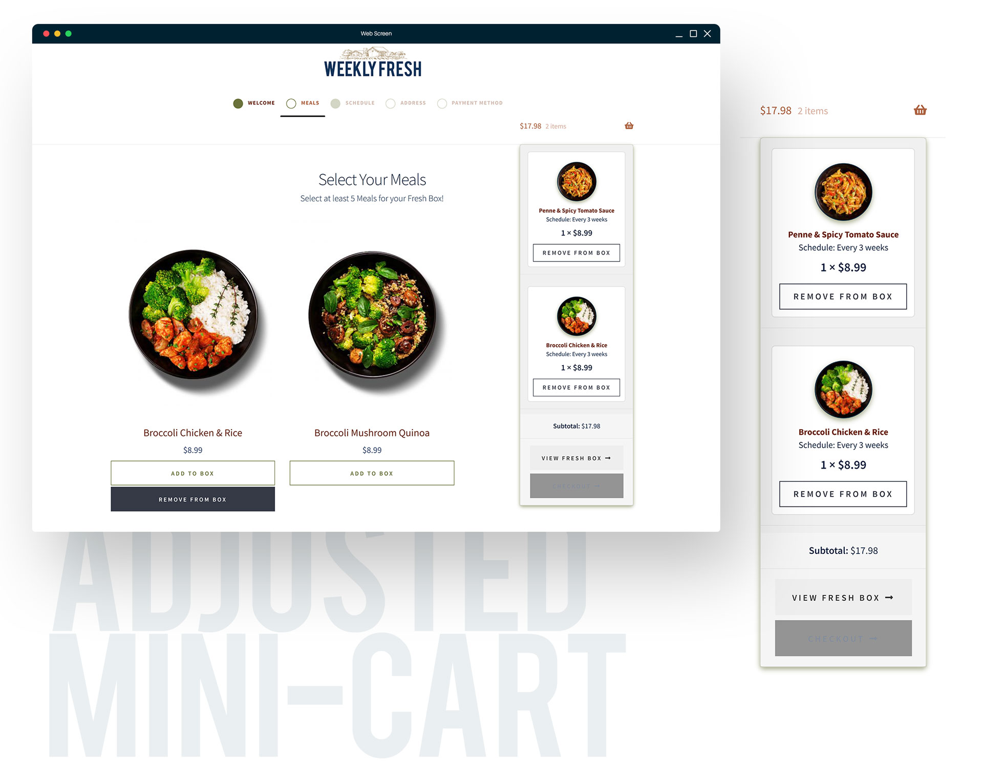 Autoship Cloud WooCommerce Storefront eCommerce Meal Subscription Mini-Cart