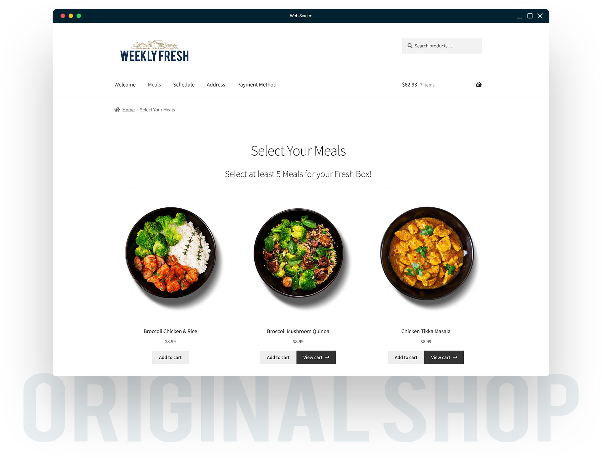 Autoship Cloud WooCommerce Storefront eCommerce Meal Subscription Original Shop