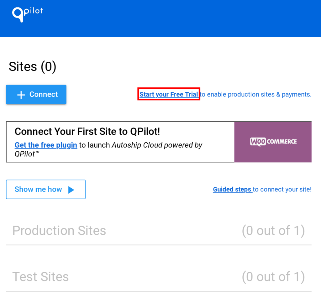 Starting your free 14-day QPilot trial account