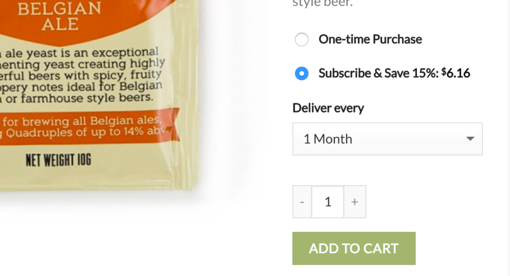 A WooCommerce subscription product example