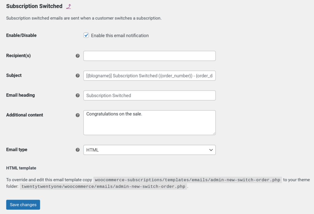 Email customization in WooCommerce Subscriptions