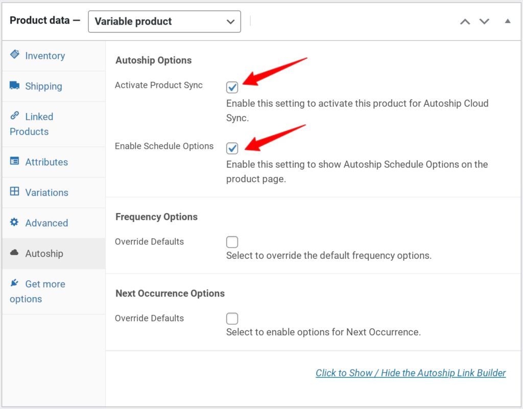 Enabling sync for products with Autoship Cloud