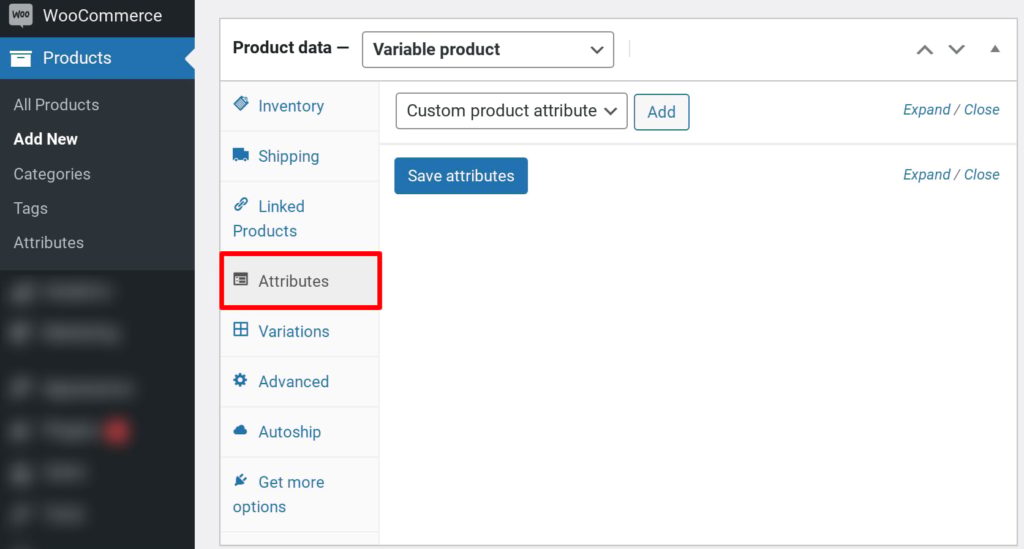 Setting WooCommerce variable product attributes