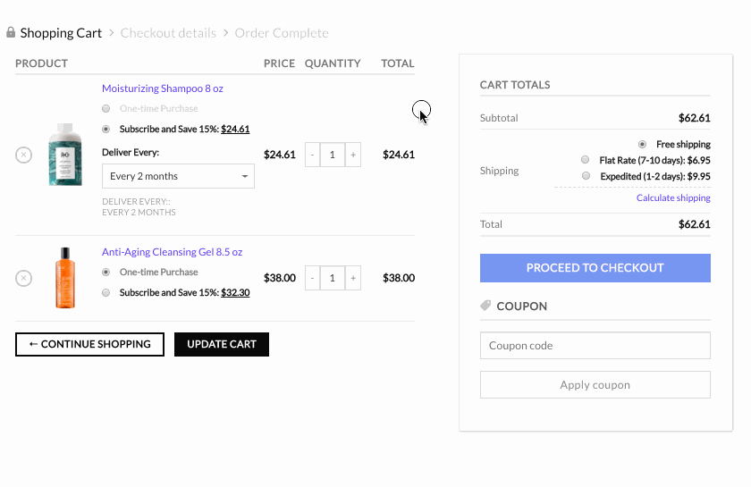 Upselling product subscriptions on the cart page with Autoship Cloud