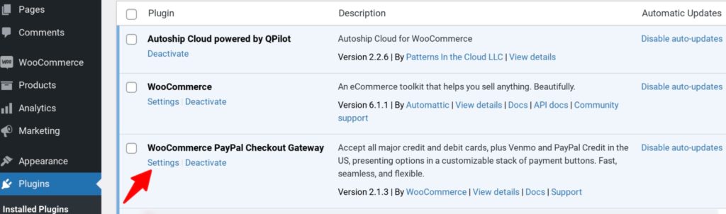 Configuring settings for the PayPal payment gateway plugin