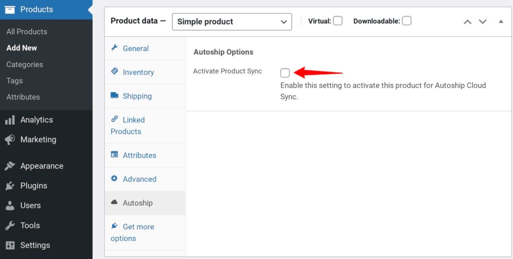 Activating Autoship Cloud for a simple product