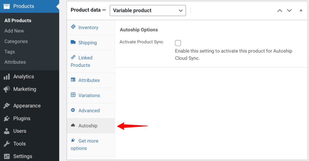 Setting up Autoship for a variable product