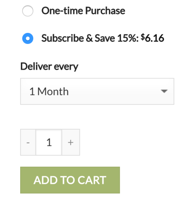 Subscribe button to create recurring orders