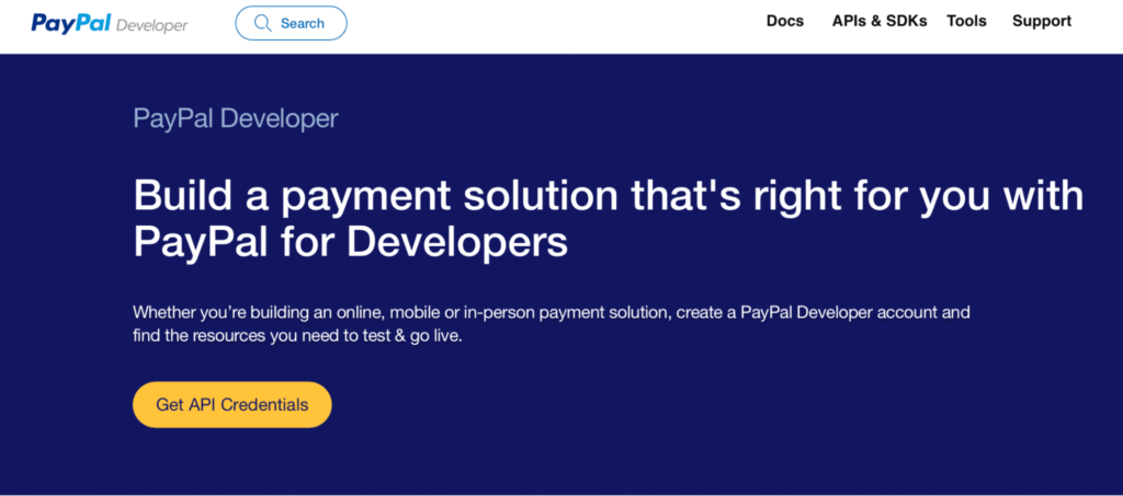 PayPal Developer Account.