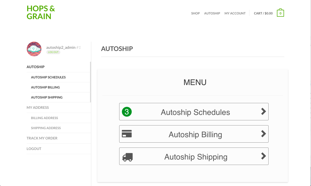 Auto-Ship Options - WooCommerce My Account Page